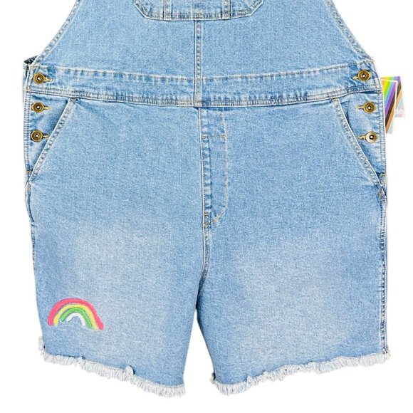 NWT Takepride Women's Blue Rainbow Queen Stretch Denim Shortalls Overalls Sz XXL - Picture 5 of 12